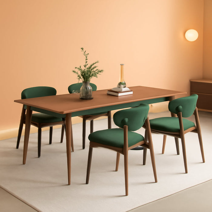 Dining Chairs Set of 4, Upholstered Dining Room Chairs with Metal Legs and anti Slip Pads, Curved Back Kitchen Chair for Home and Restaurant Use, Green