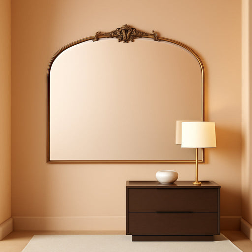 Vintage Arched Gold Mirror: 40"X30" Large Gold Antique Wall Mounted Mirror - Baroque Traditional Ornate for Entryway/Fireplace/Bathroom/Hallway - Home Decor for Fashion-Conscious