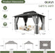 14'X10' Hardtop Gazebo with 4 LED Lights, Outdoor Gazebo with Galvanized Steel Double Roof, Patio Gazebo with Breathable Netting & Privacy Curtain, Decor Hooks for Backyard, Gray