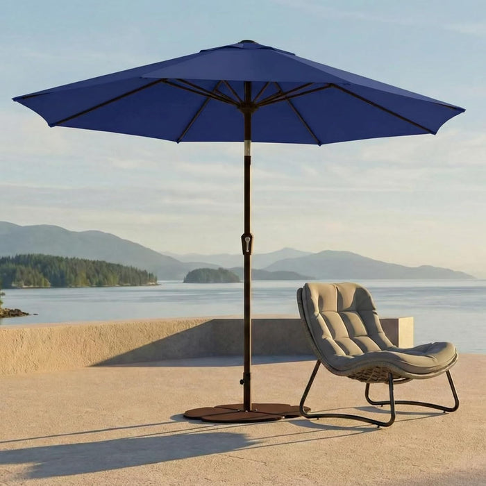 10FT Outdoor Patio Umbrella, round Market Table Umbrella with Push‑Button Tilt and Crank Lift, 8 Sturdy Metal Ribs, UV50+ Protection Canopy for Backyard, Lawn, Deck, Poolside, Garden (Navy Blue)
