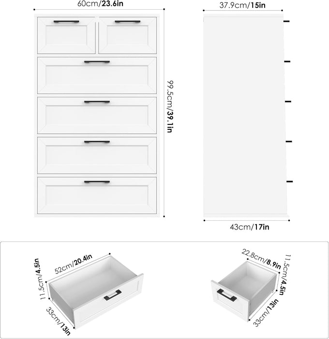 Tall White Generously Proportioned Dresser With Storage