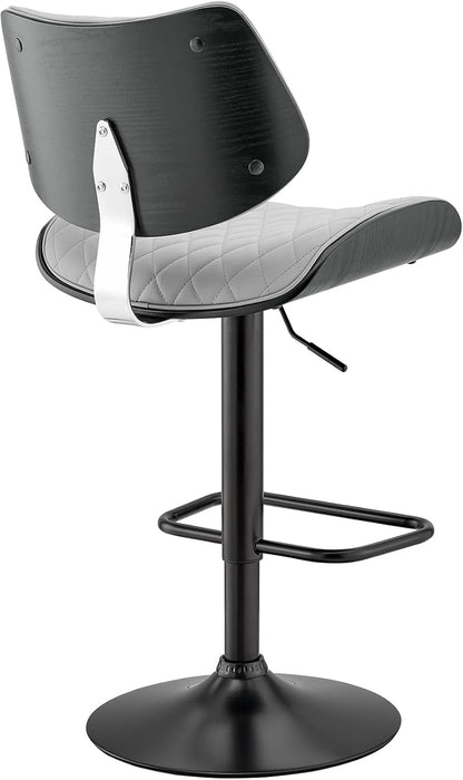 Leland Adjustable Grey Faux Leather and Black Finish Bar Stool