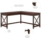 Bush Furniture Key West 60W Modern Farmhouse L Shaped Desk in Bing Cherry | 60-Inch Corner Table for Home Office