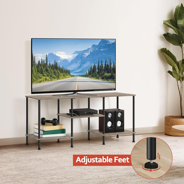 50 Inch TV Stand for Living Room Farmhouse Entertainment Center with Storage Shelves 3 Tier TV Console Table Media Cabinet for 50 43 40 32 Inch TV, Rustic Grey