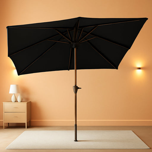 6.5'X10' Rectangular Patio Outdoor Umbrella,Large Coverage with Push-Button Tilt & UV Protection,Sturdy Ribs for Deck,Lawn,Pool,Backyard