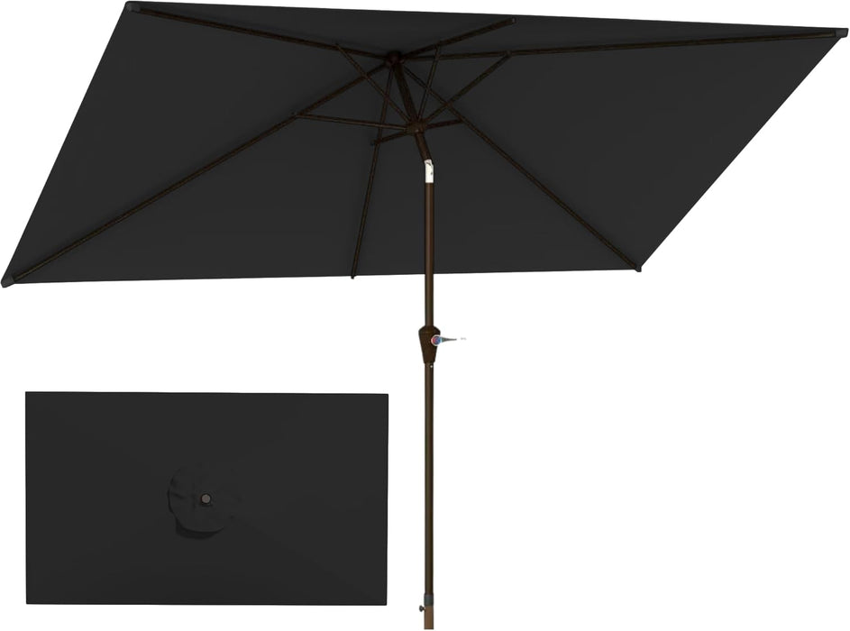 6.5'X10' Rectangular Patio Outdoor Umbrella,Large Coverage with Push-Button Tilt & UV Protection,Sturdy Ribs for Deck,Lawn,Pool,Backyard