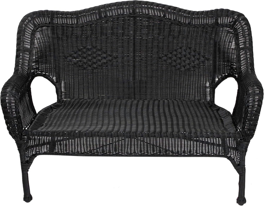 Wicker Outdoor Patio Conversation Set - Black - 4Pc