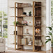 Five Tiered Bookshelf Metal Frame Beige Oakwoodfinish