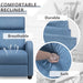 Recliner Chair Adjustable Home Theater Single Recliner Sofa Furniture with Thick Seat Cushion and Backrest Modern Living Room Recliners (Fabric, Light Blue)