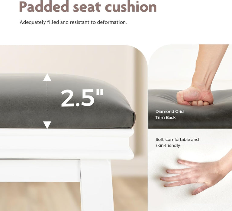 24 Inch Counter Height Bar Stools Set of 2, Modern Design, Upgraded Faux Leather Upholstery, Sturdy Wood Legs - Ideal for Kitchen Islands, Black