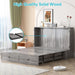 Queen Size Murphy Bed with Tri-Folding Mattress，Murphy Bed with Charging Station and 2 Large Storage Drawers for Small Spaces/Bedroom（Grey）