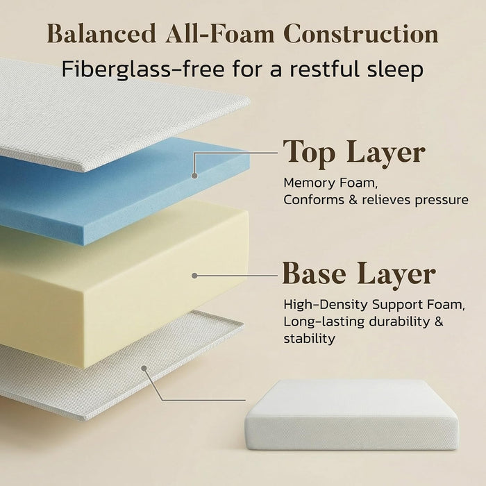 6 Inch Full Size Mattress, Memory Foam Mattress for Guest Room Dorm, Medium