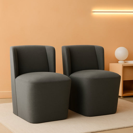 Dining Chairs with Casters No Assembly Upholstered Wingback Single Sofa Armless Deskchair for Bedroom Waiting Room Kitchen Diningroom