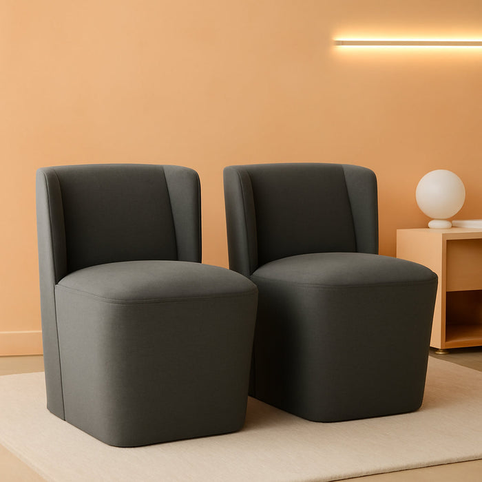 Dining Chairs with Casters No Assembly Upholstered Wingback Single Sofa Armless Deskchair for Bedroom Waiting Room Kitchen Diningroom