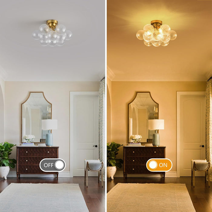 Bubble Chandelier 17In CrystalGlass Bubbles Semi Flush