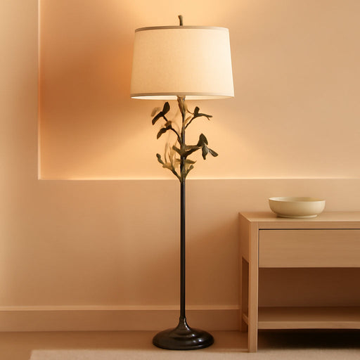 63" Rustic Leaf Floor Lamp for Living Room, Unique Bird Tall Standing Lamp with Rotary Switch, Vintage Floor Lamps for Bedroom Study Room, Bulb Included