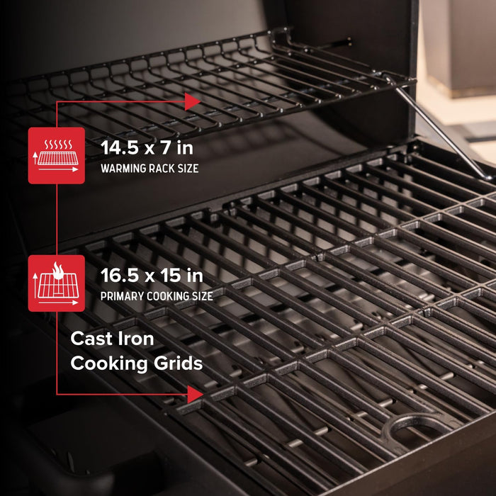 17.5" Portable Charcoal Grill with Adjustable Chimney Vent, 349 SQ. in Cooking Area, Table Top Grill for Camping, Outdoor Cooking, Patios, and More – 820-0258