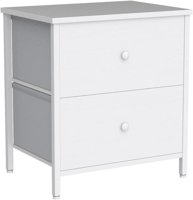 White Nightstands with 2 Drawers