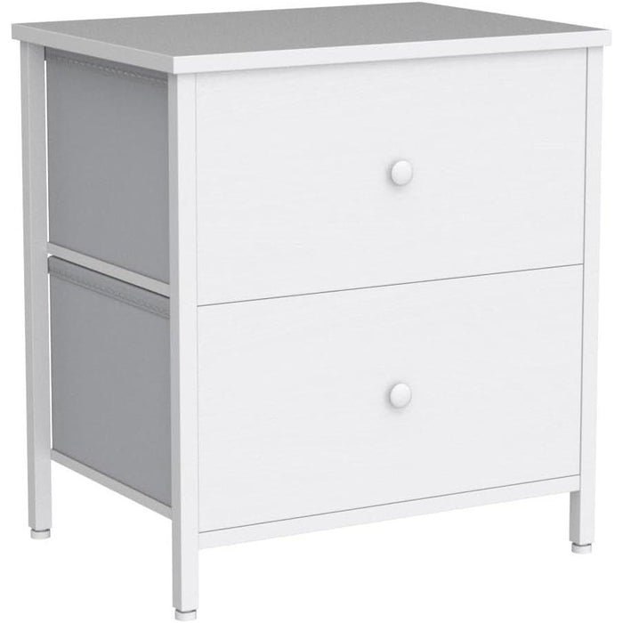 White Nightstands with 2 Drawers