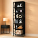 Bookshelf, 7-Tier Bookshelf, Rustic Wood Metal Bookshelves and Bookcases, Freestanding Open Bookshelf, Industrial Tall Bookcase for Home Office, Living Room and Bedroom, Black