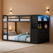 Twin Over Twin BlackPowderCoated Bunk Bed LEDLights