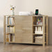 Filing Cabinet for Home Office, Fluted Wood File Cabinet with 2 Drawers Fit Letter/Legal/A4 Folders with Tabs, 43.3"W Printer Stand with Lock & 2 Power Outlets, 6 Storage Shelves (Natural Oak)