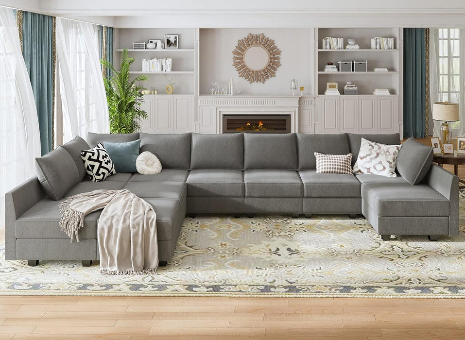 Oversized U-Shaped Modular Sectional Sofa with Storage