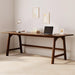 Solid Wood Writing Table - 72"W Minimalist Long Computer Desk, Walnut