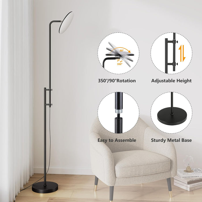 32W/3000LM Floor Lamps, Super Bright LED Standing Lamp with Remote Control, Adjustable Tall Lamp with 350°Rotating Head, Modern Dimmable Torchiere Corner Lamp for Living Room, Bedroom, Office
