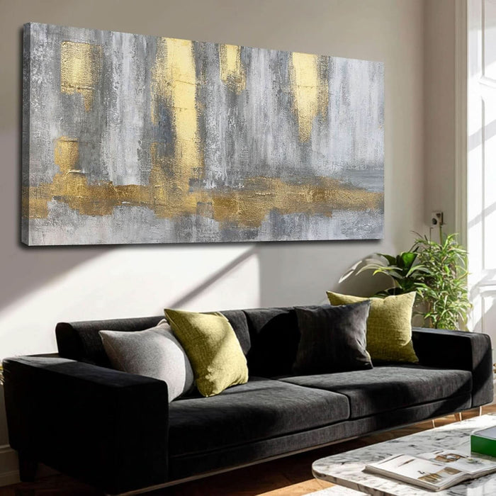 Textured Wall Art Gold Wall Decor Modern Wall Picture 24"X48" Artwork for Bedroom Decorative Painting for Dining Room Area