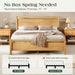 Full Size Solid Wood Bed Frame with Headboard, Minimalist Platform Bed with Wood Slats Support/No Box Spring Needed/Easy Assembly/Noise-Free, Natural