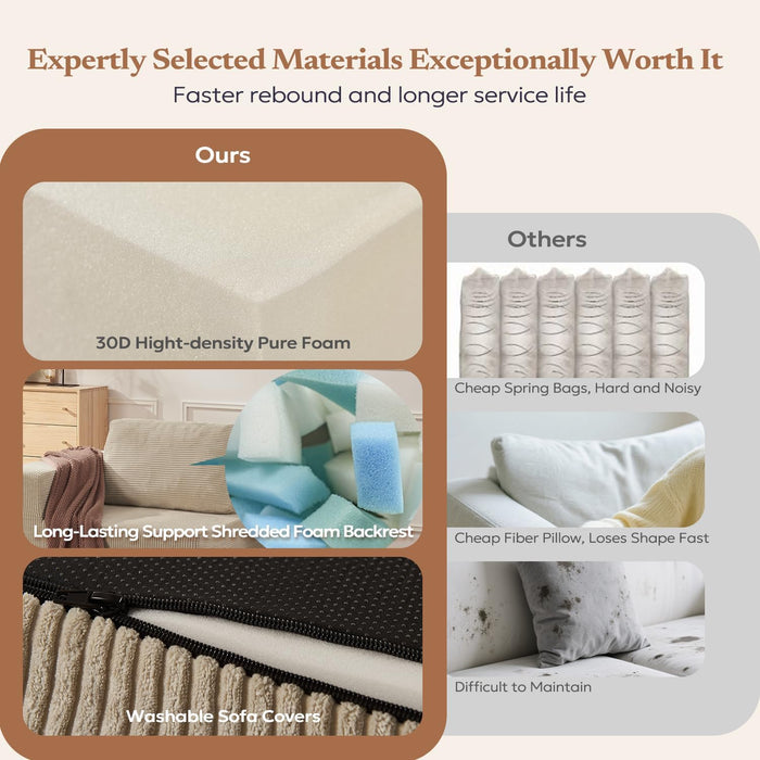 106 Inch Cloud Sectional Sofa Beige ContemporarySofa