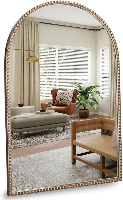 Antique Gold Arched Wall Mirror 24" X 36"