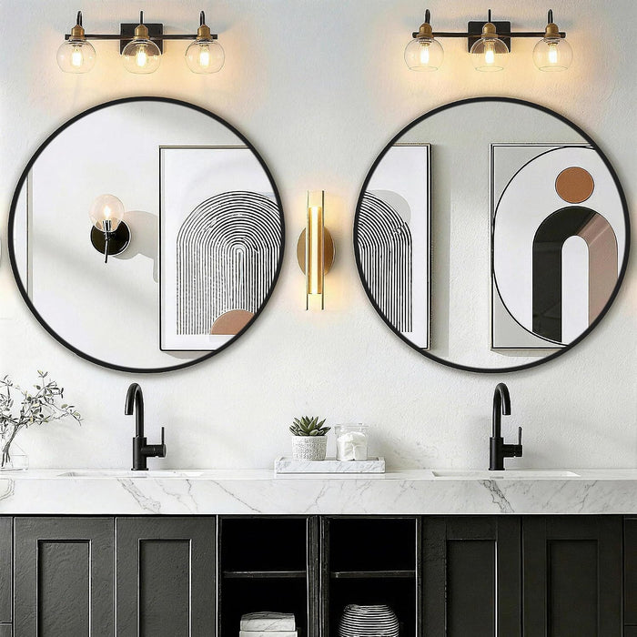 round Bathroom Mirror for over Sink 2 Pack 26" Black Circle Wall Mirror