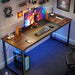 Computer Desk, 63 Inch Office Desk, Gaming Desk with Storage, Writing Desk Work Desk for Home Office, Study, Modern Simple Desk, Large Legroom, Metal Frame, Rustic Brown and Black