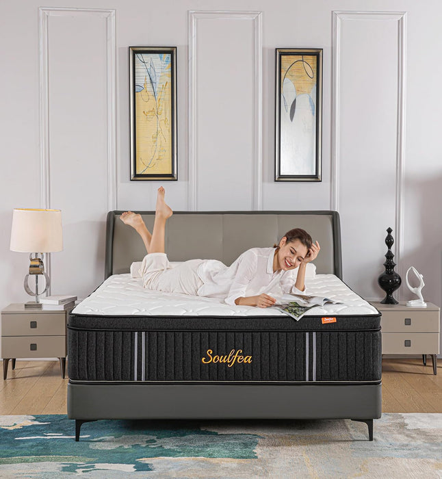 Queen Mattresses,10 Inch Queen Size Mattresses in a Box,Memory Foam Hybrid White & Black Mattress with Provide Support and Improve Sleep,Pressure Relief,Medium Firm