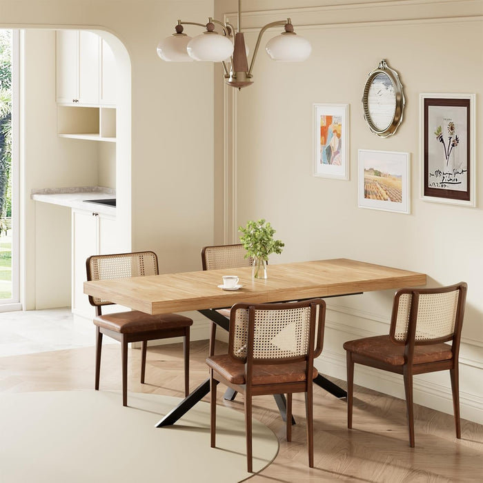 55''-70.9'' Extendable Dining Room Table for 4-8, Rectangle Expandable Dining Table with Removable Leaves Space Saving, Wood Kitchen Table with Hidden Storage for Kitchen Dining Room Office