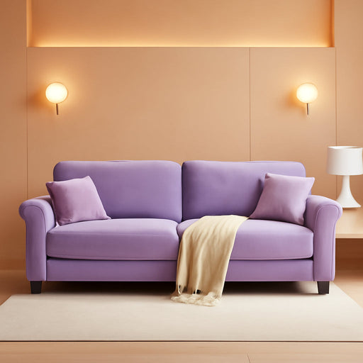 Deluxe Velvet 83 Inches Luxury Loveseat PurpleShade