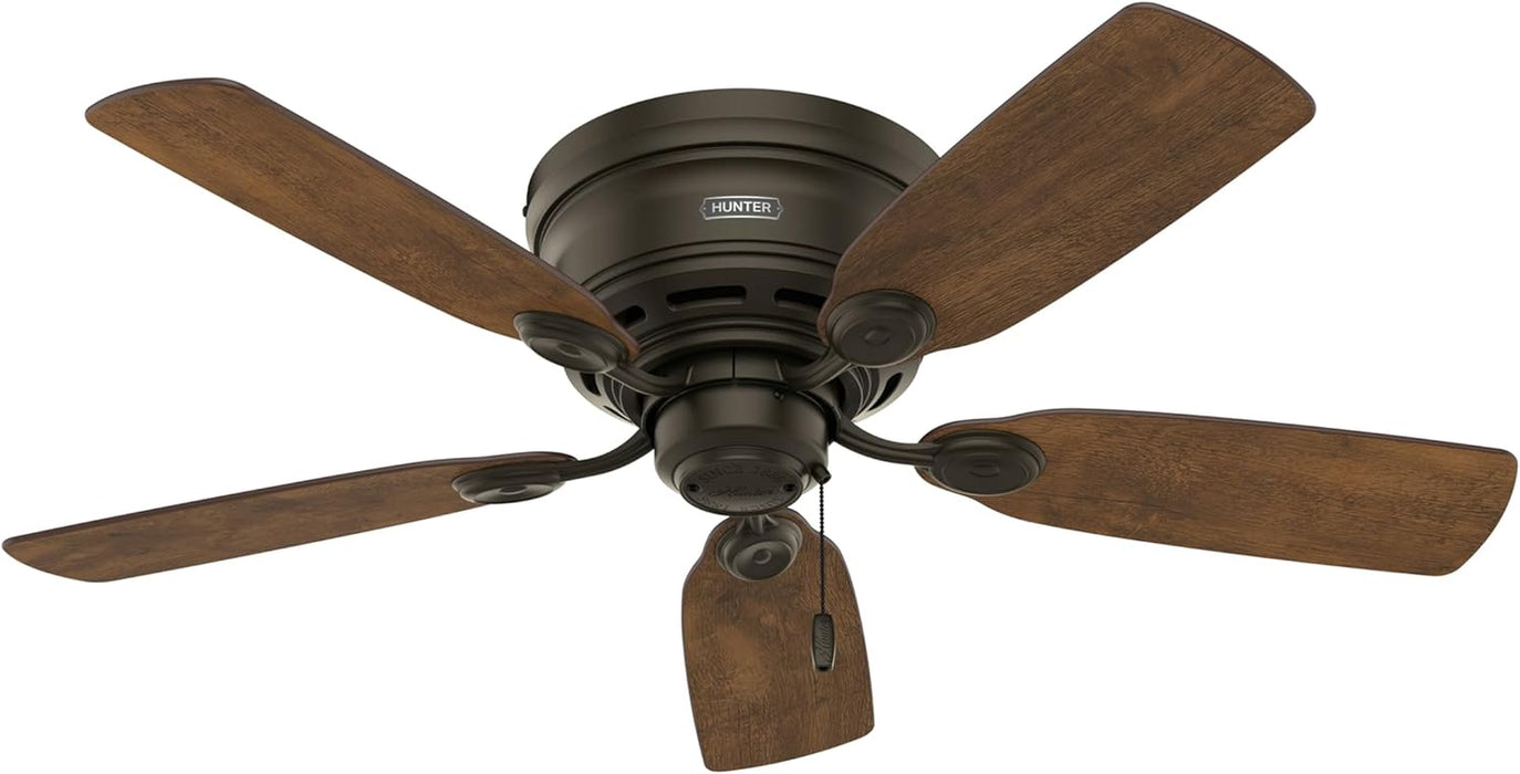 42 Inch Indoor Ceiling Fan No Light - Bronze Ceiling Fan without Light, Low Profile Flush Mount, 5 Blades, for Bedroom, Living Room, or Kitchen, Pull Chain - Low Profile IV 51061, New Bronze