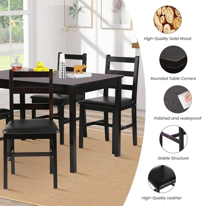 Kitchen Table Set 5 Piece Dining Table Set Sturdy Wooden Square Table and Chair Breakfast Table Set for 4 Person, Small Dining Room Table Set for Restaurant Home Kitchen Living Room, Brown