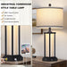 27Inch Tall Bedside Table Lamps with Charging Ports for Living Room,Traditional Lamp with Night Light for Bedroom Nightstand,Single Black