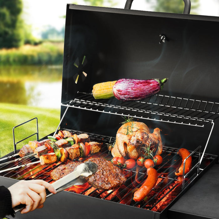 Charcoal Grill Outdoor BBQ Grill, Barrel Charcoal Grills with Side Table, with Nearly 500 Sq.In. Cooking Grid Area, Outdoor Backyard Camping Picnics, Patio and Parties, Black by