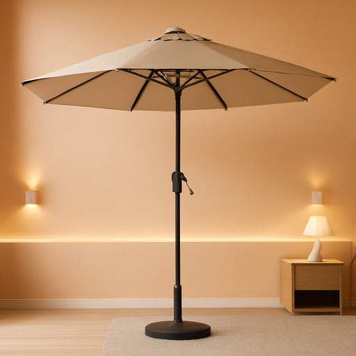 9FT Outdoor Patio Umbrella with Tilt and Crank, Beige