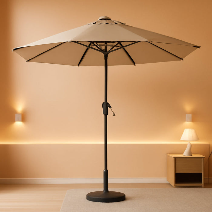 9FT Outdoor Patio Umbrella with Tilt and Crank, Beige