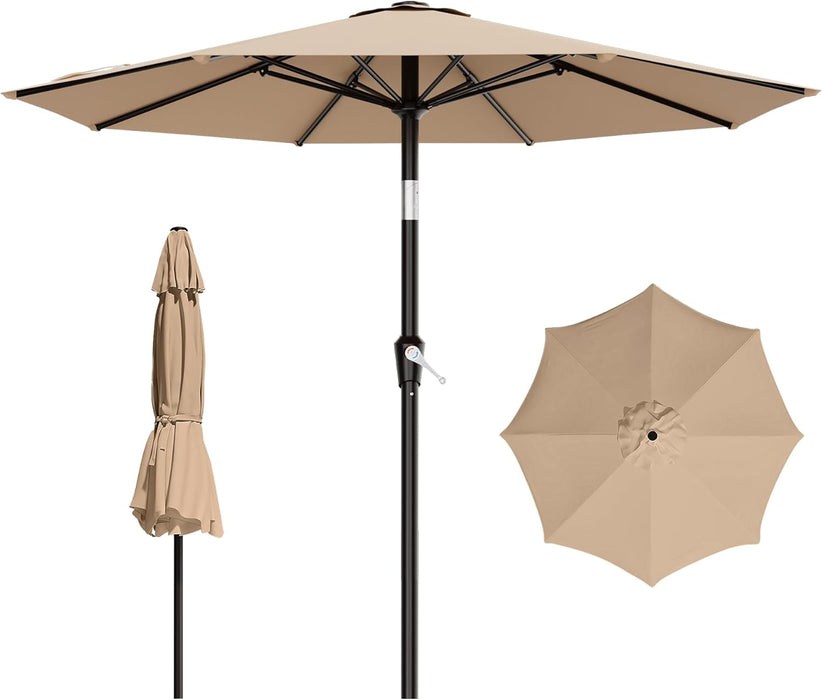 9FT Outdoor Patio Umbrella with Tilt and Crank, Beige