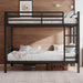 Bunk Bed Twin over Twin, Heavy Duty Metal Bed with Ladder and Full-Length Guardrail, Under-Bed Storage Space, No Box Spring Needed, Noise Free, Black