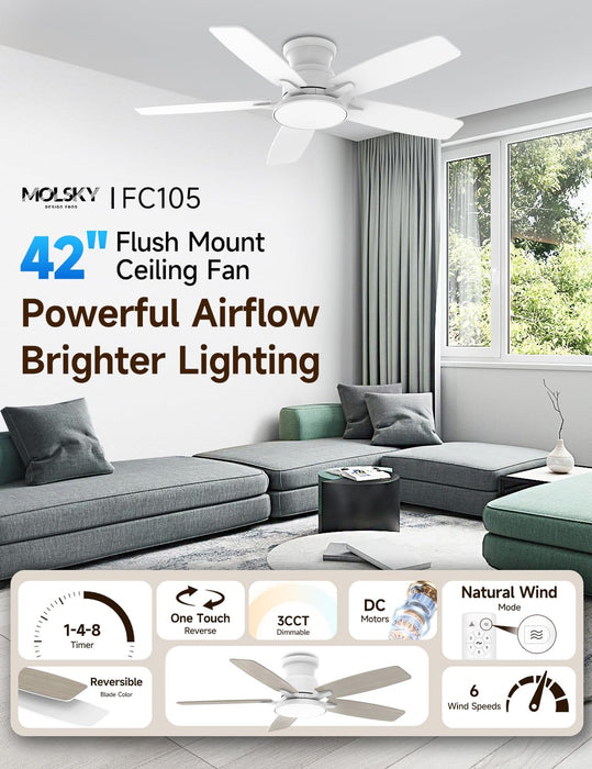 Compact 42 Inch Ceiling Fan With Remote