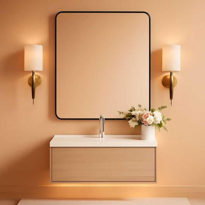 Charcoal Matte Aluminum Bathroom Mirror 30x36 Inch