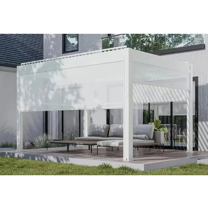 Aluminum Pergola 6063 T5 Aluminum Alloy 3X4X2.7M Wind and Rain Protection Manual Reversing Shutters Bioclimatic Gazebo Canopy