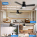 Ceiling Fans with Lights, 42 Inch Low Profile Ceiling Fan with Pull Chain and Remote Control, Flush Mount, Reversible, 3CCT, Dimmable, Noiseless, Black Pull Cord Ceiling Fan for Bedroom